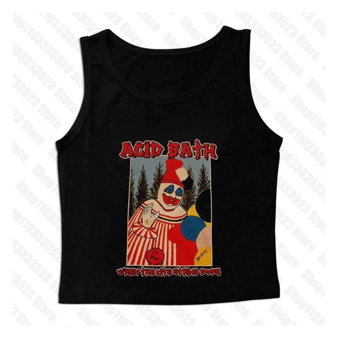 Goth Tank Top Aesthetic Streetwear Vintage Casual Short Sleeve T-Shirts Punk 2000S Y2K Style 
