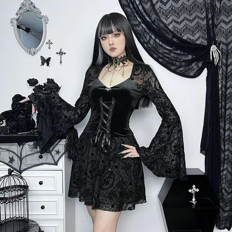 Elegant Vintage Mall Gothic Velvet Dresses 