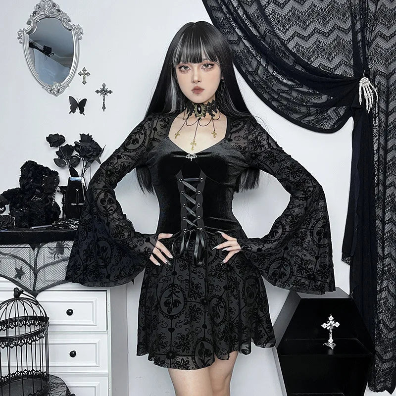Elegant Vintage Mall Gothic Velvet Dresses 