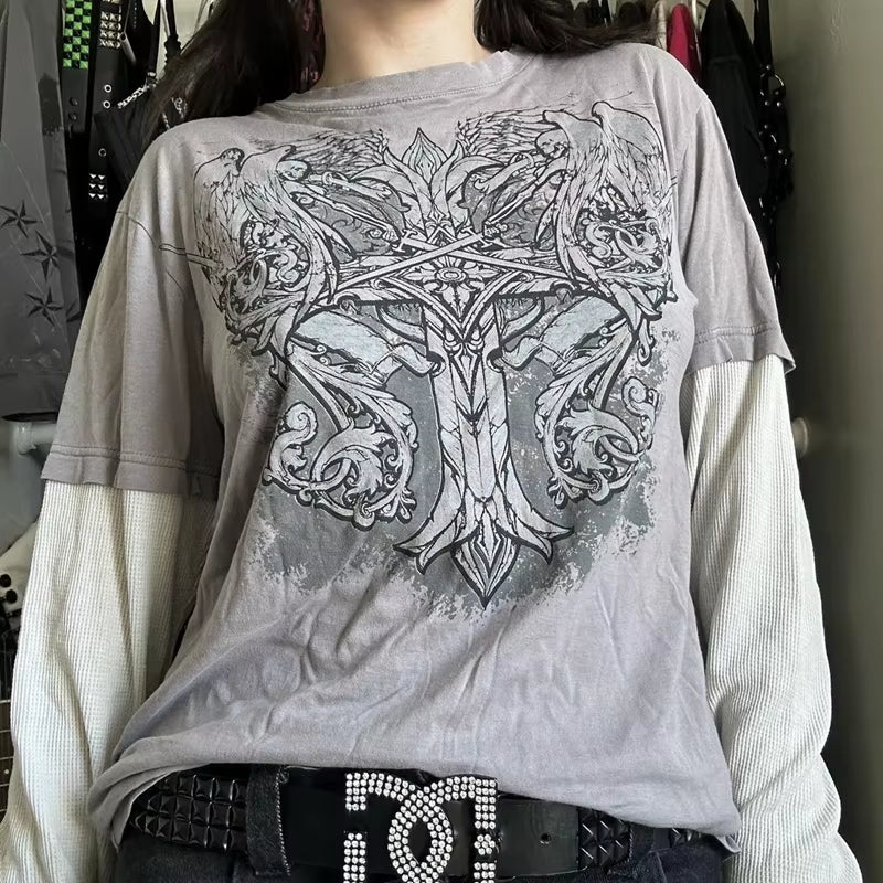 Cross Print T-Shirt 
