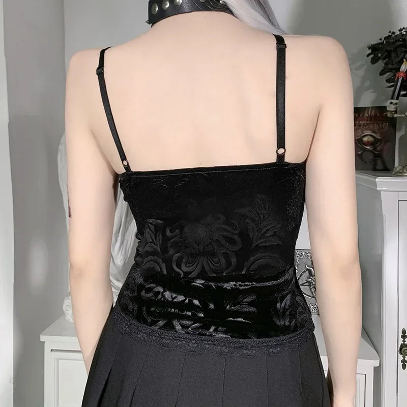 Goth Crop Tops Black Lace