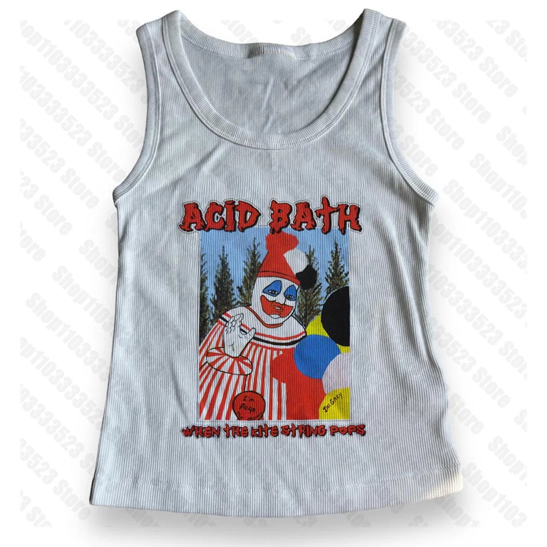 Goth Tank Top Aesthetic Streetwear Vintage Casual Short Sleeve T-Shirts Punk 2000S Y2K Style 