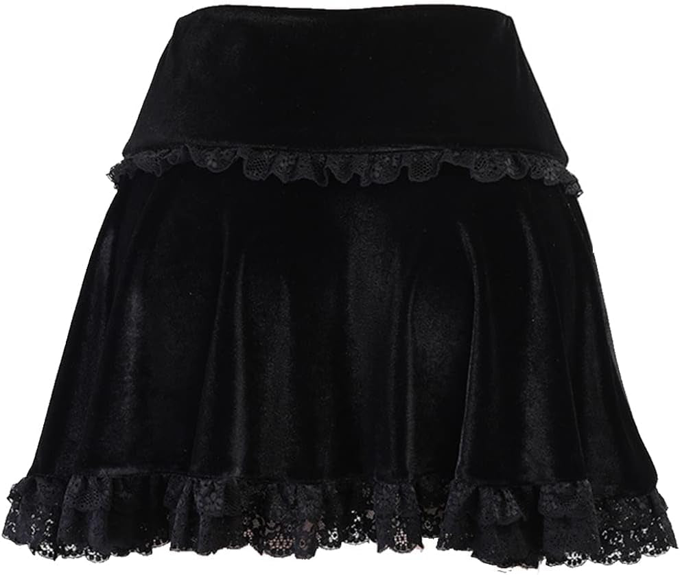 Gothic Skirt Embroidery Ruffle Elegant Vintage
