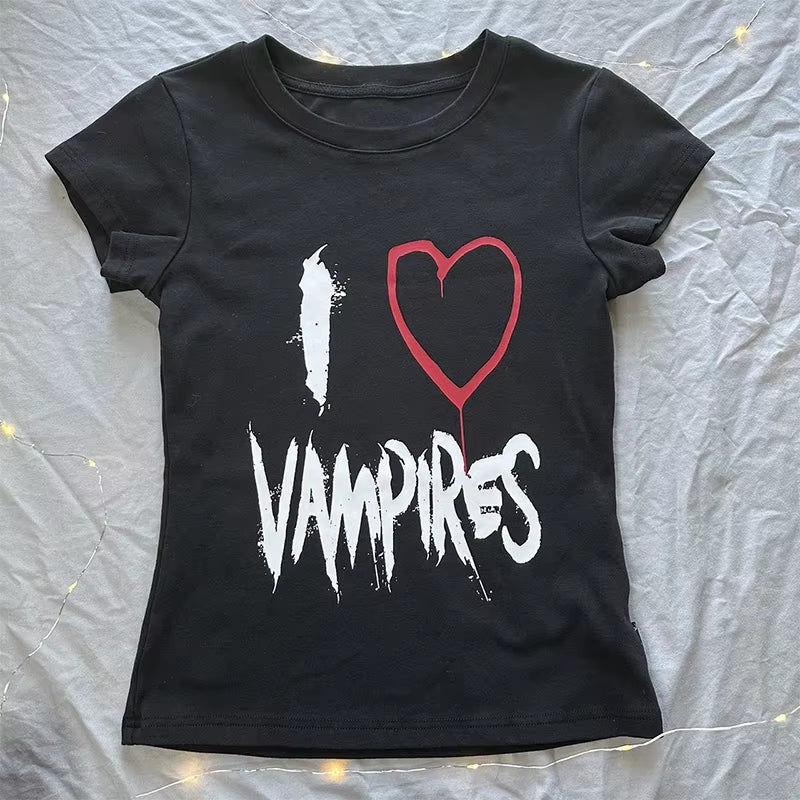 Unleash Your Inner Emo with Our Summer Y2K Grunge Crop Tops - Perfect for Goth Fashion Lovers!