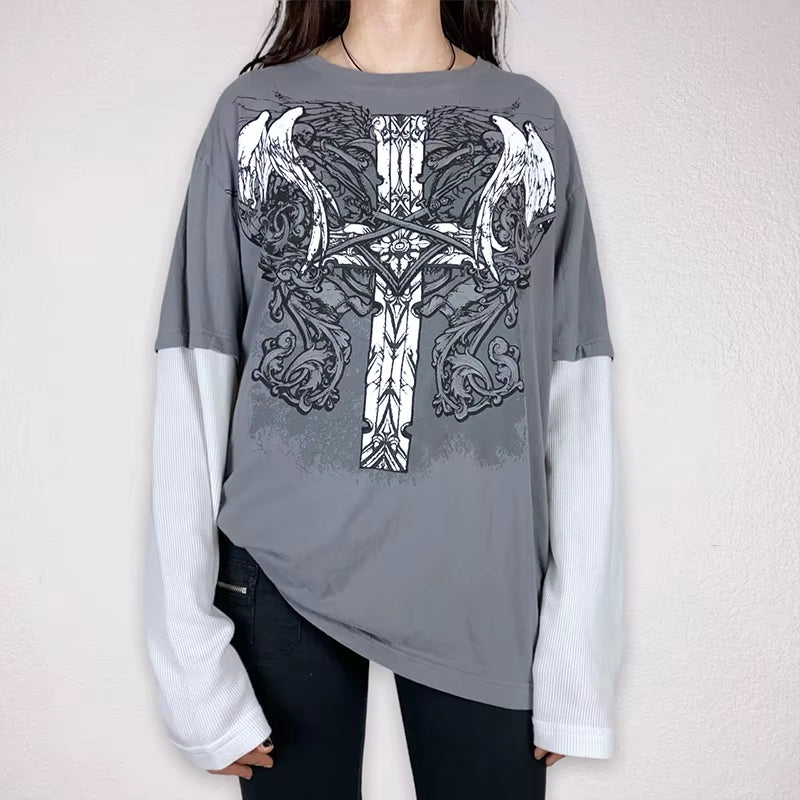 Cross Print T-Shirt 