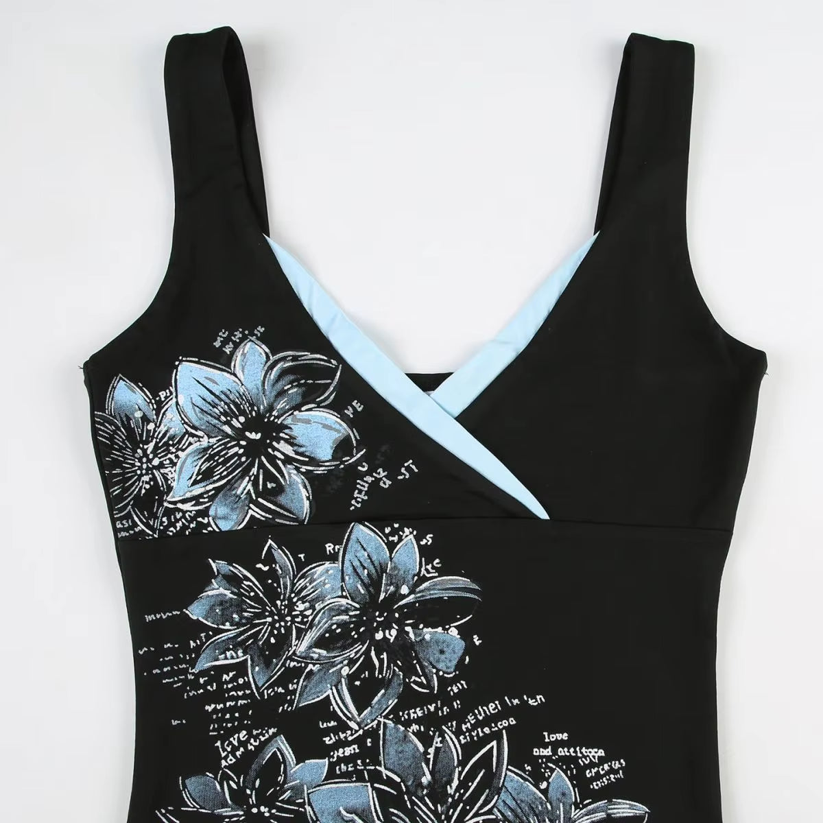American Retro Style Black Printed Suspender Vest