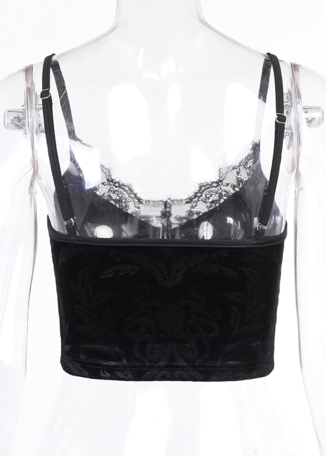 Elevate Your Wardrobe with Our Women’s Gothic Velvet Camisole - Dark Punk V Neck Crop Top, Perfect for Emo and Harajuku Styles!