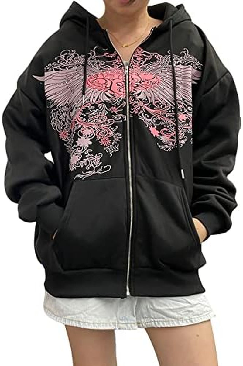 Y2K Vintage Zip up Hoodies Long Sleeve
