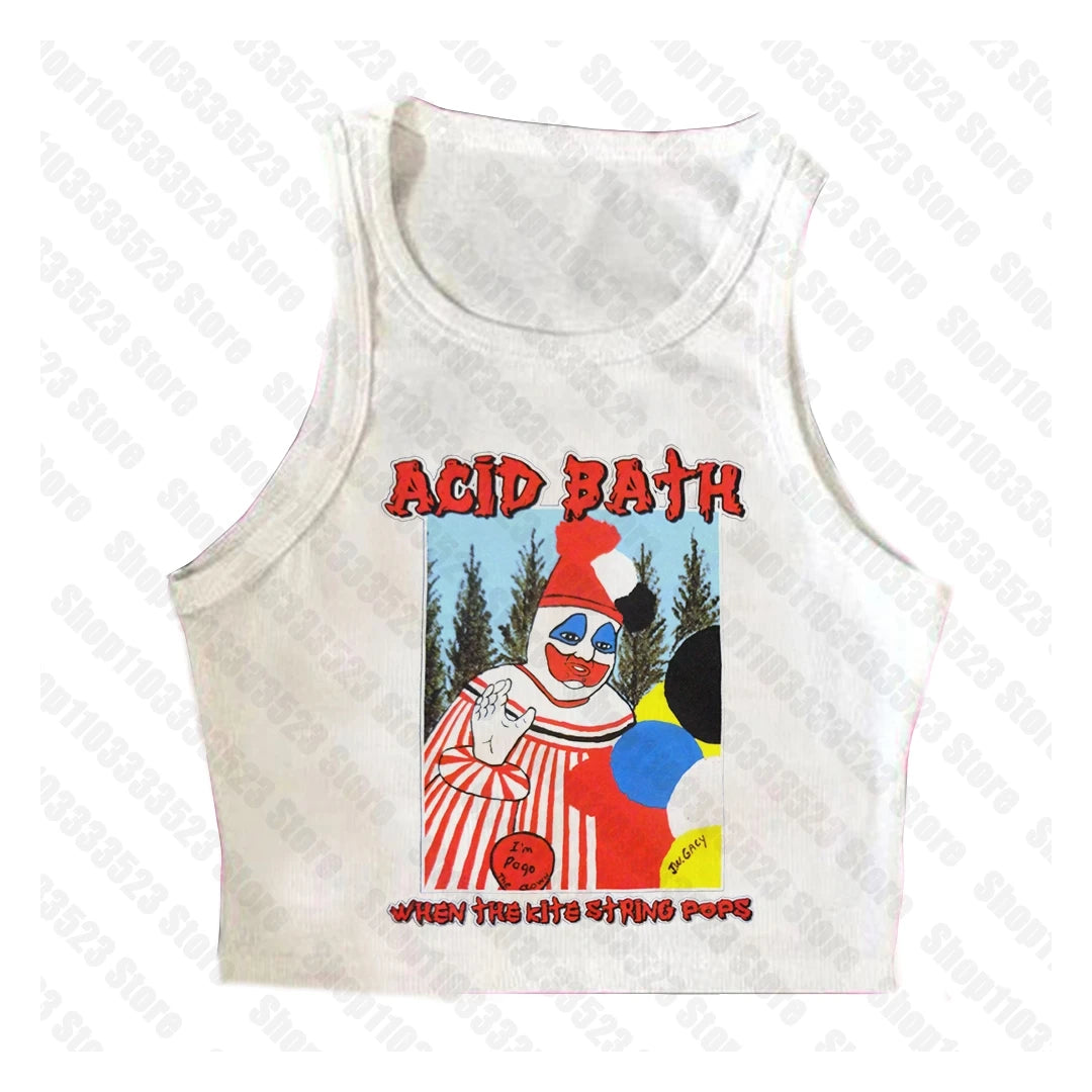 Goth Tank Top Aesthetic Streetwear Vintage Casual Short Sleeve T-Shirts Punk 2000S Y2K Style 