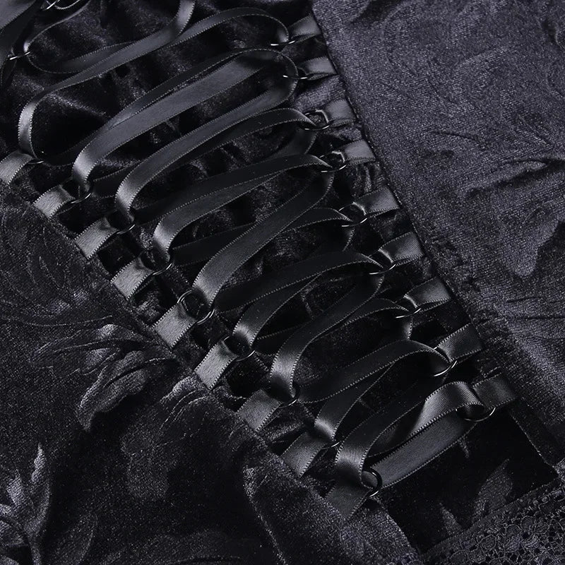 Goth Crop Tops Black Lace