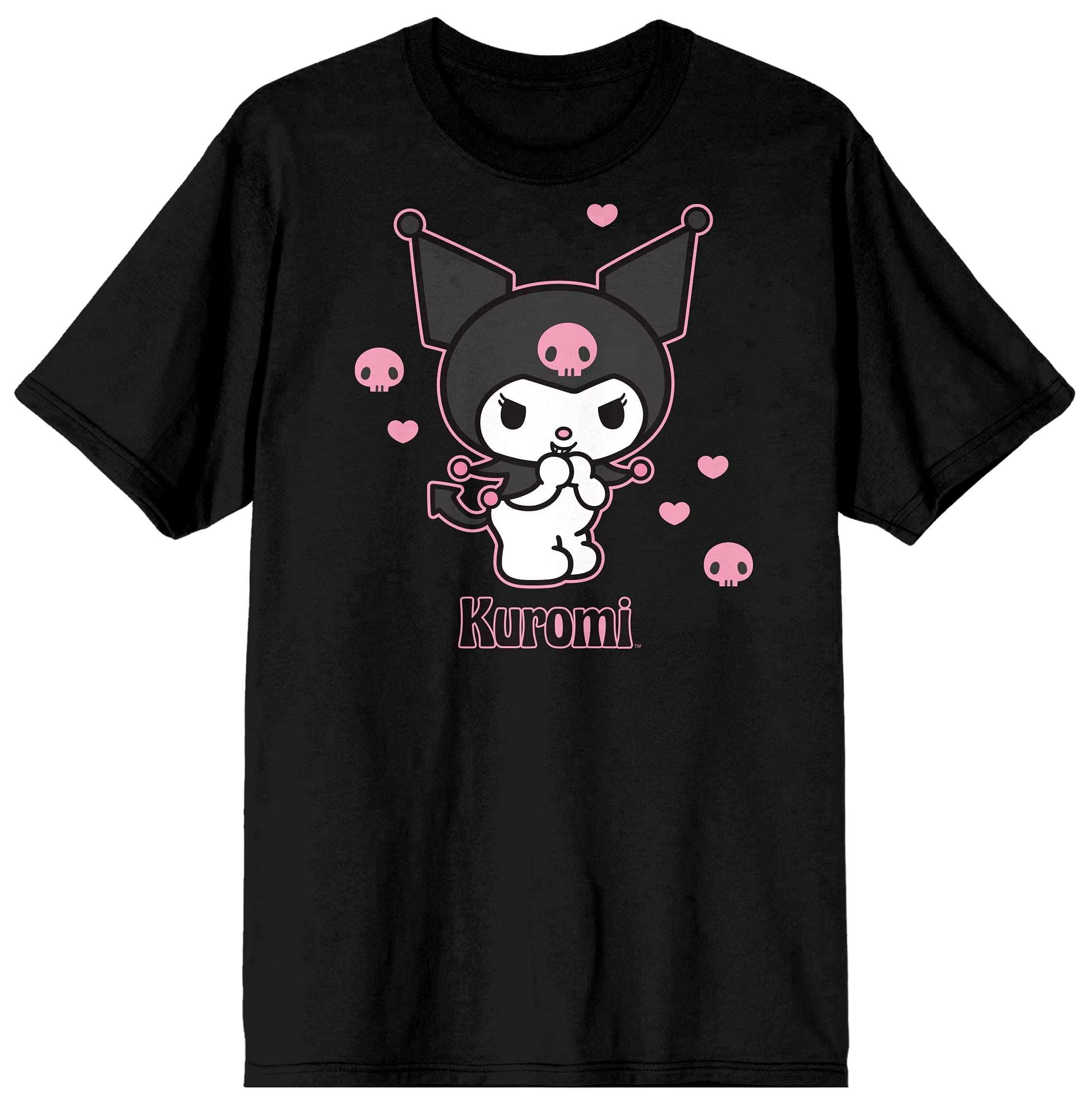 Sanrio Kuromi Anime Hearts Women'S Black Tee Shirt