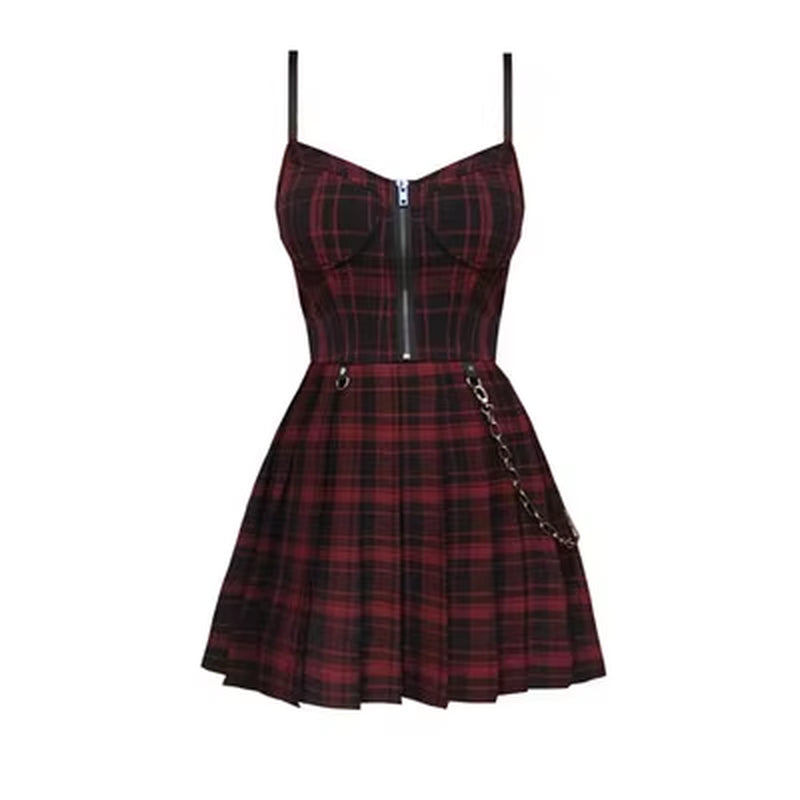 Plaid Dress Pleated Mini 