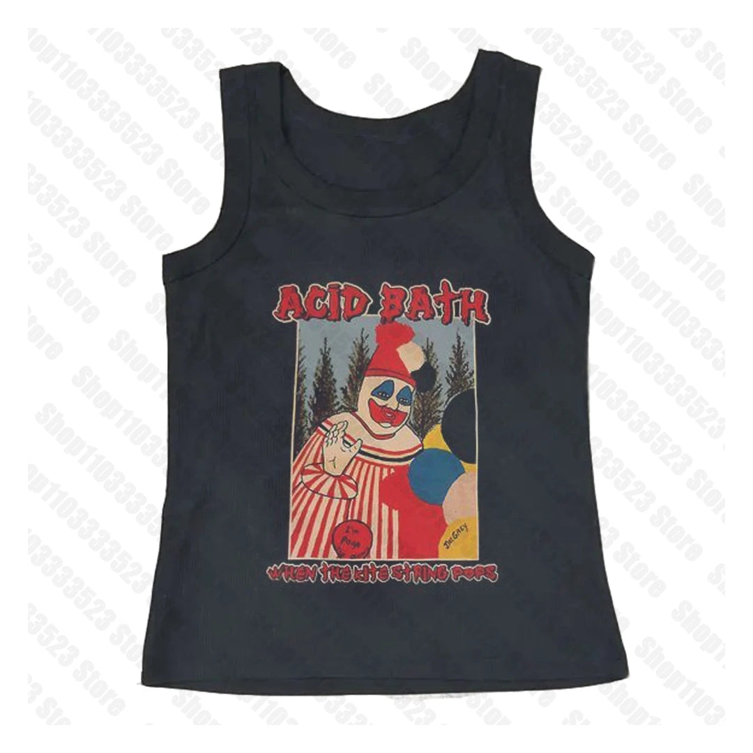 Goth Tank Top Aesthetic Streetwear Vintage Casual Short Sleeve T-Shirts Punk 2000S Y2K Style 