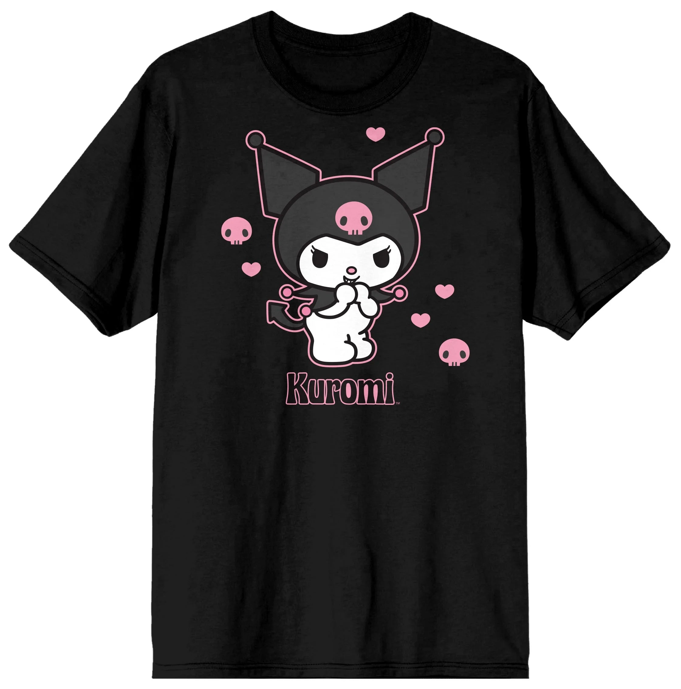 Sanrio Kuromi Anime Hearts Women'S Black Tee Shirt