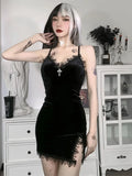 Dark Cross Black Mini Dress Vintage 
