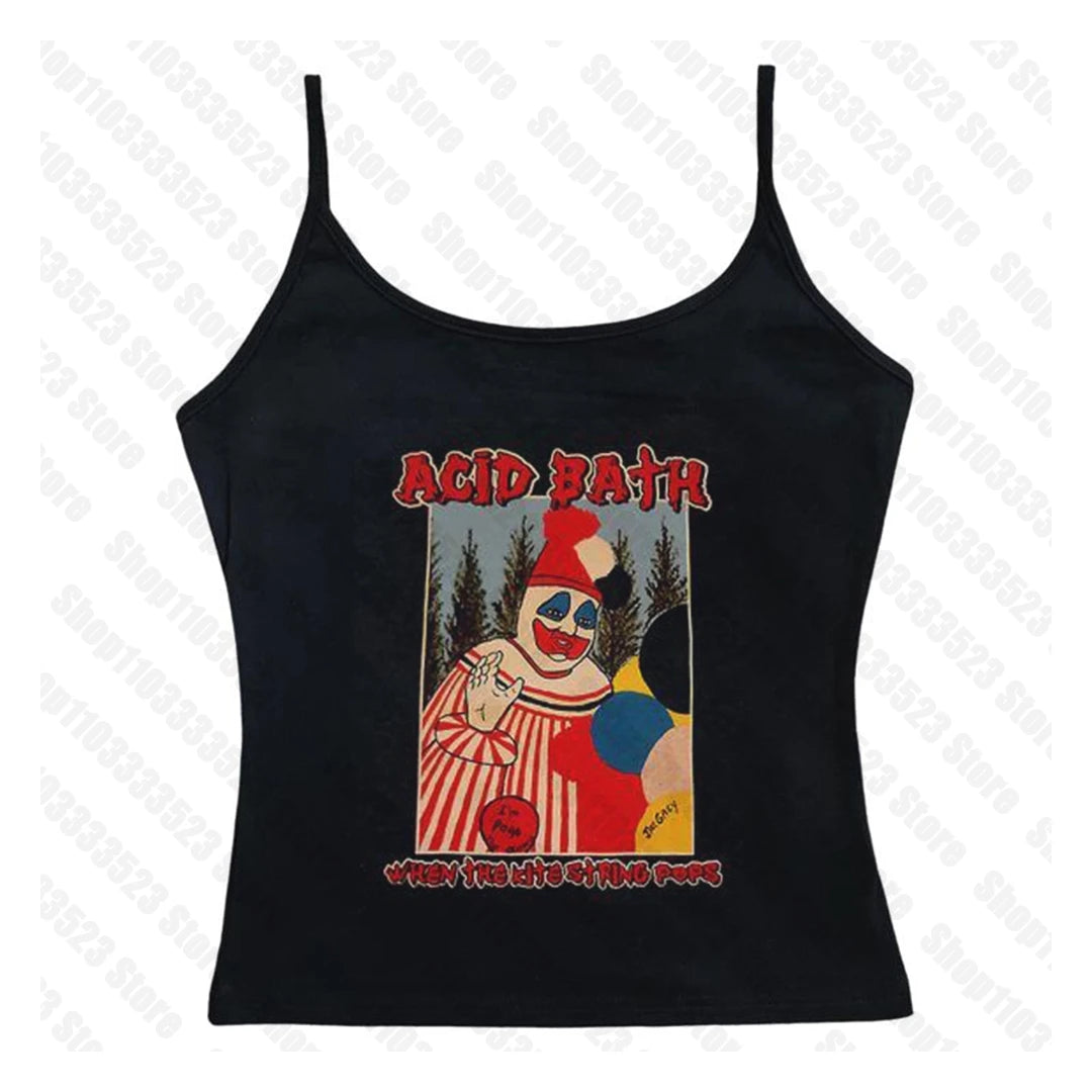 Goth Tank Top Aesthetic Streetwear Vintage Casual Short Sleeve T-Shirts Punk 2000S Y2K Style 