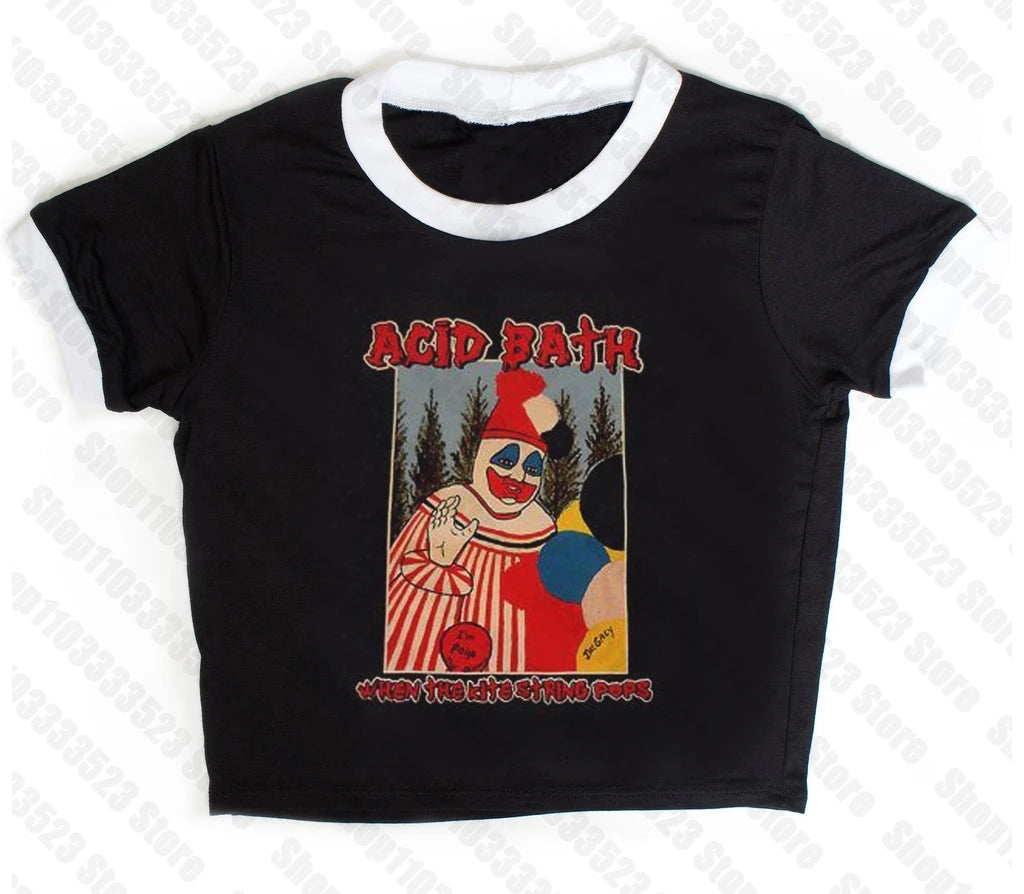 Goth Tank Top Aesthetic Streetwear Vintage Casual Short Sleeve T-Shirts Punk 2000S Y2K Style 