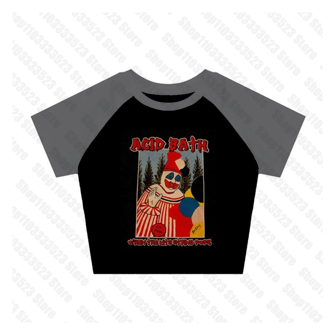 Goth Tank Top Aesthetic Streetwear Vintage Casual Short Sleeve T-Shirts Punk 2000S Y2K Style 