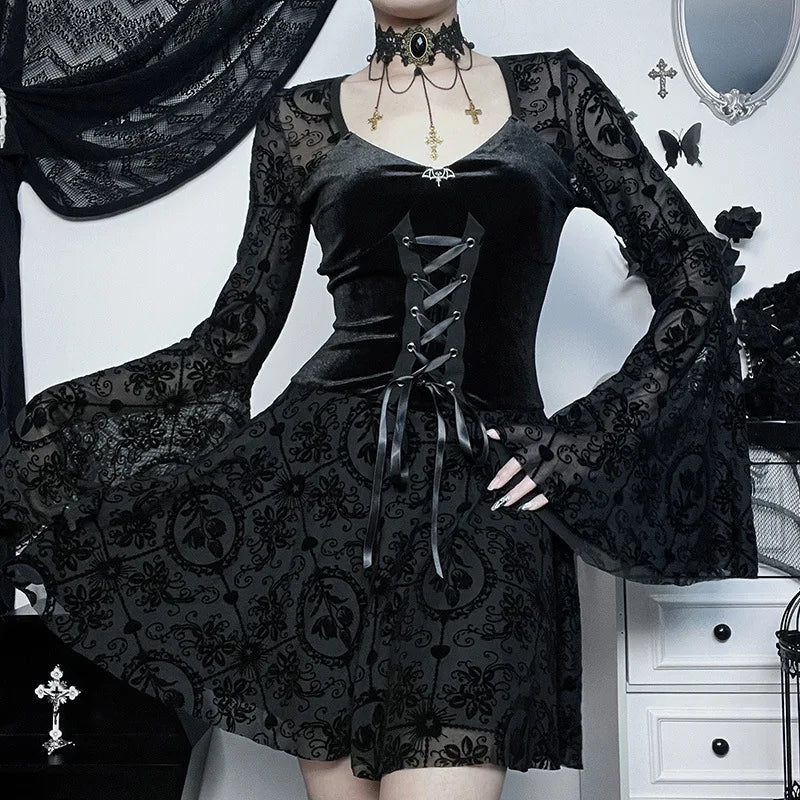 Elegant Vintage Mall Gothic Velvet Dresses 