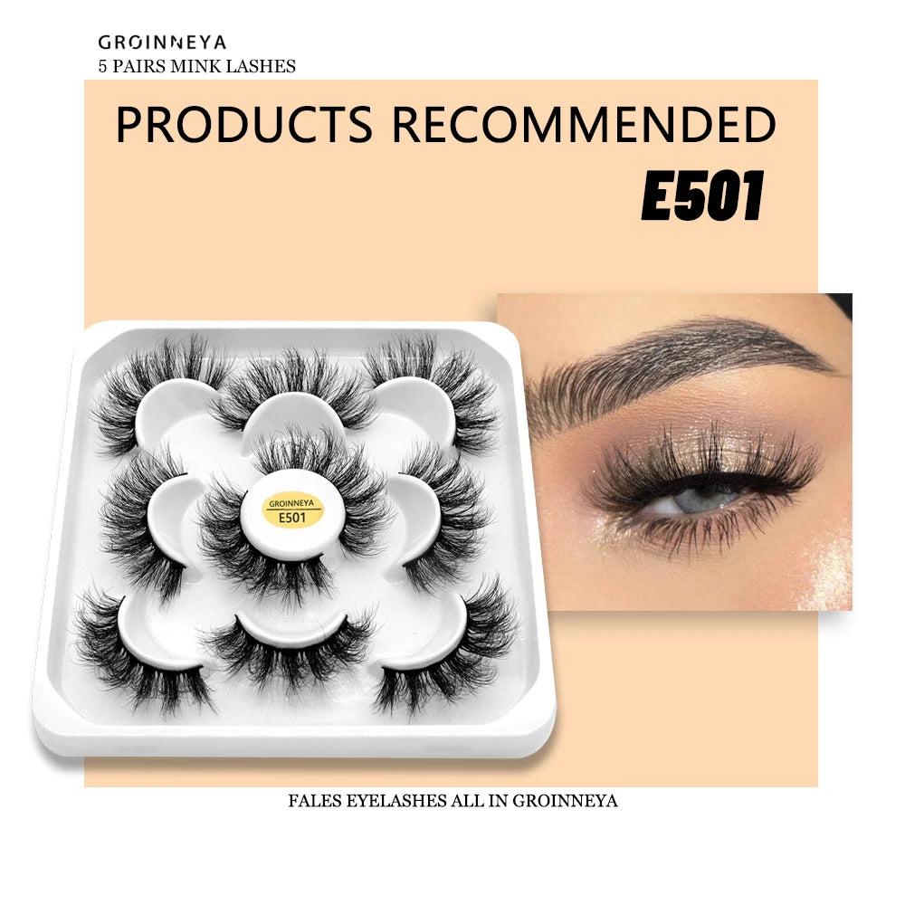 Lashes 2/5 Pairs Faux Mink Eyelashes False Eyelashes Fluffy