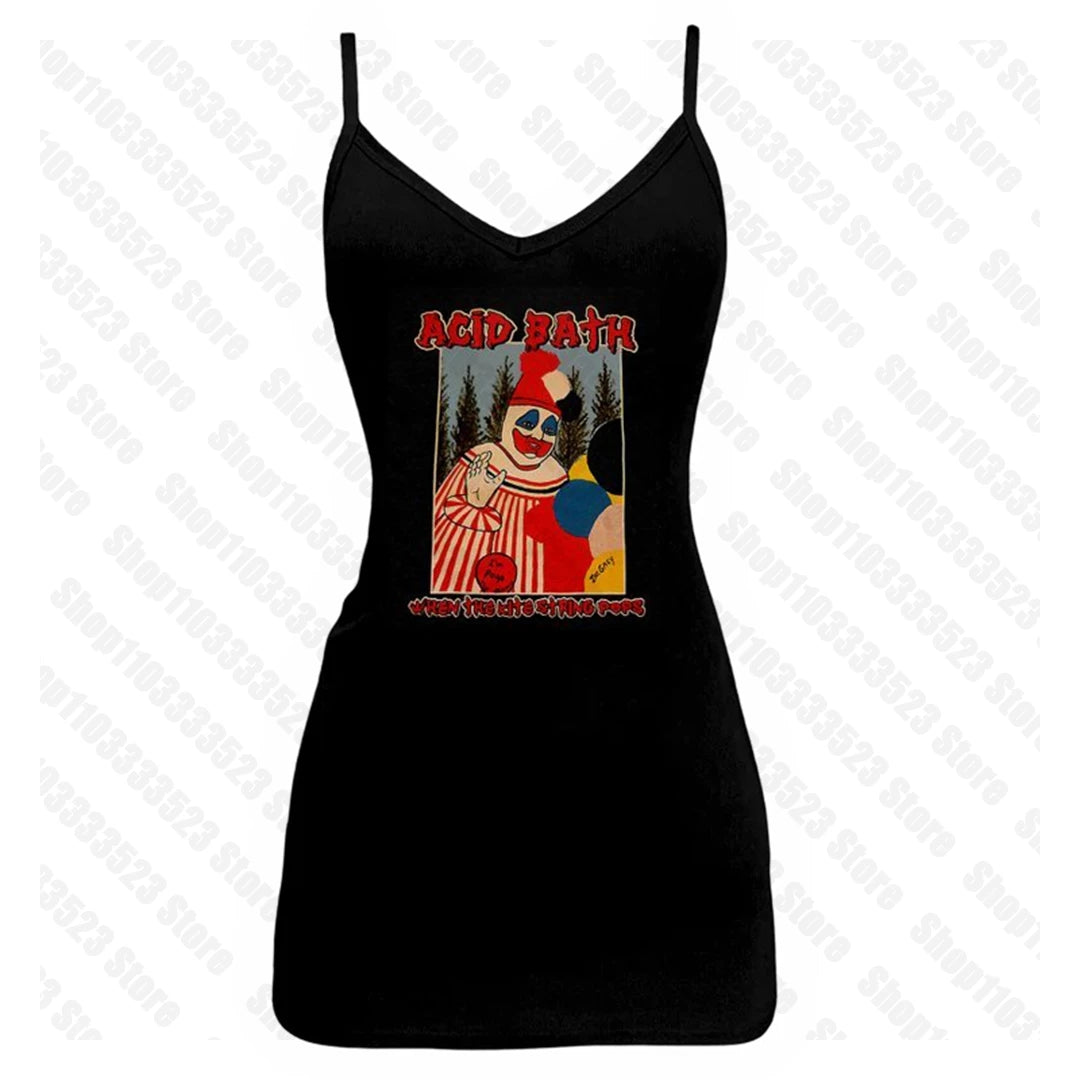 Goth Tank Top Aesthetic Streetwear Vintage Casual Short Sleeve T-Shirts Punk 2000S Y2K Style 