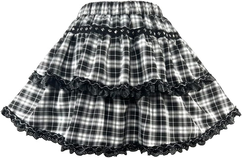 Goth Skirt Lace Rivet Skirt