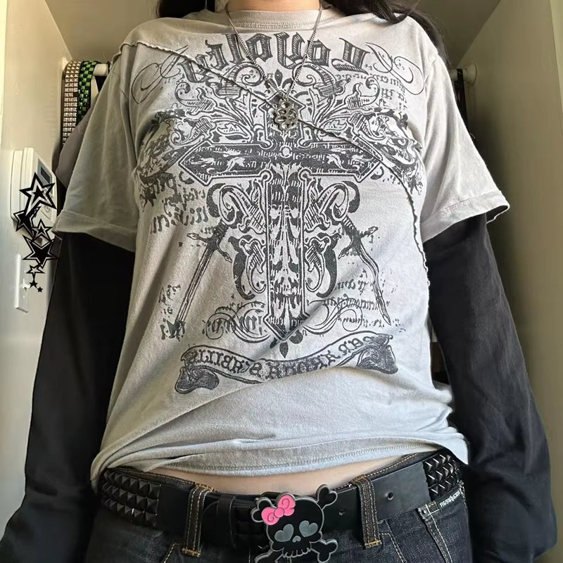 Cross Print T-Shirt 