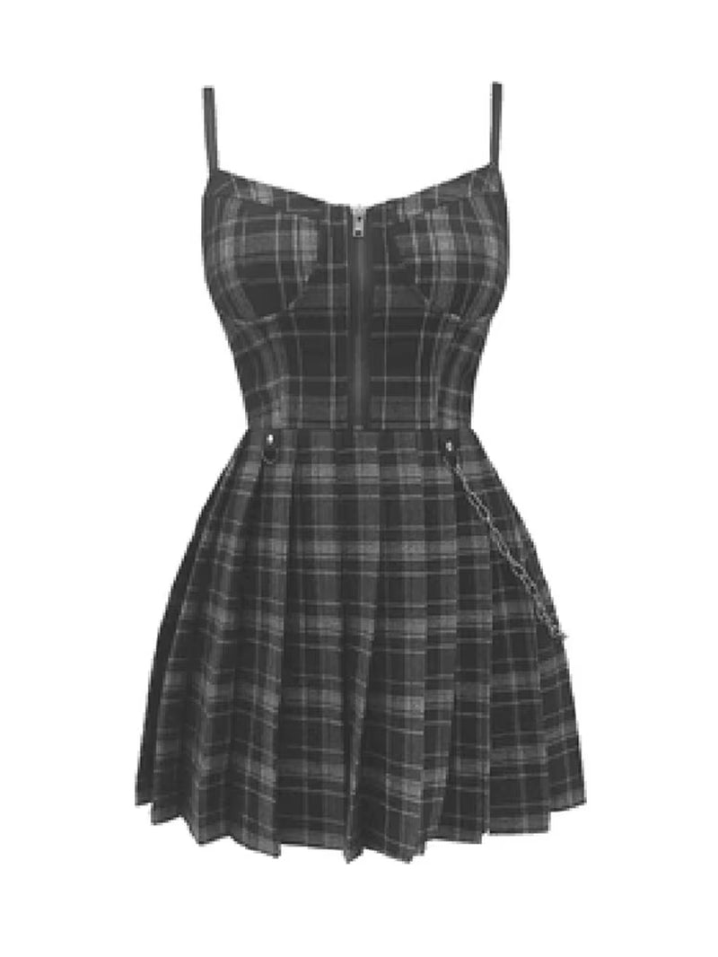 Plaid Dress Pleated Mini 