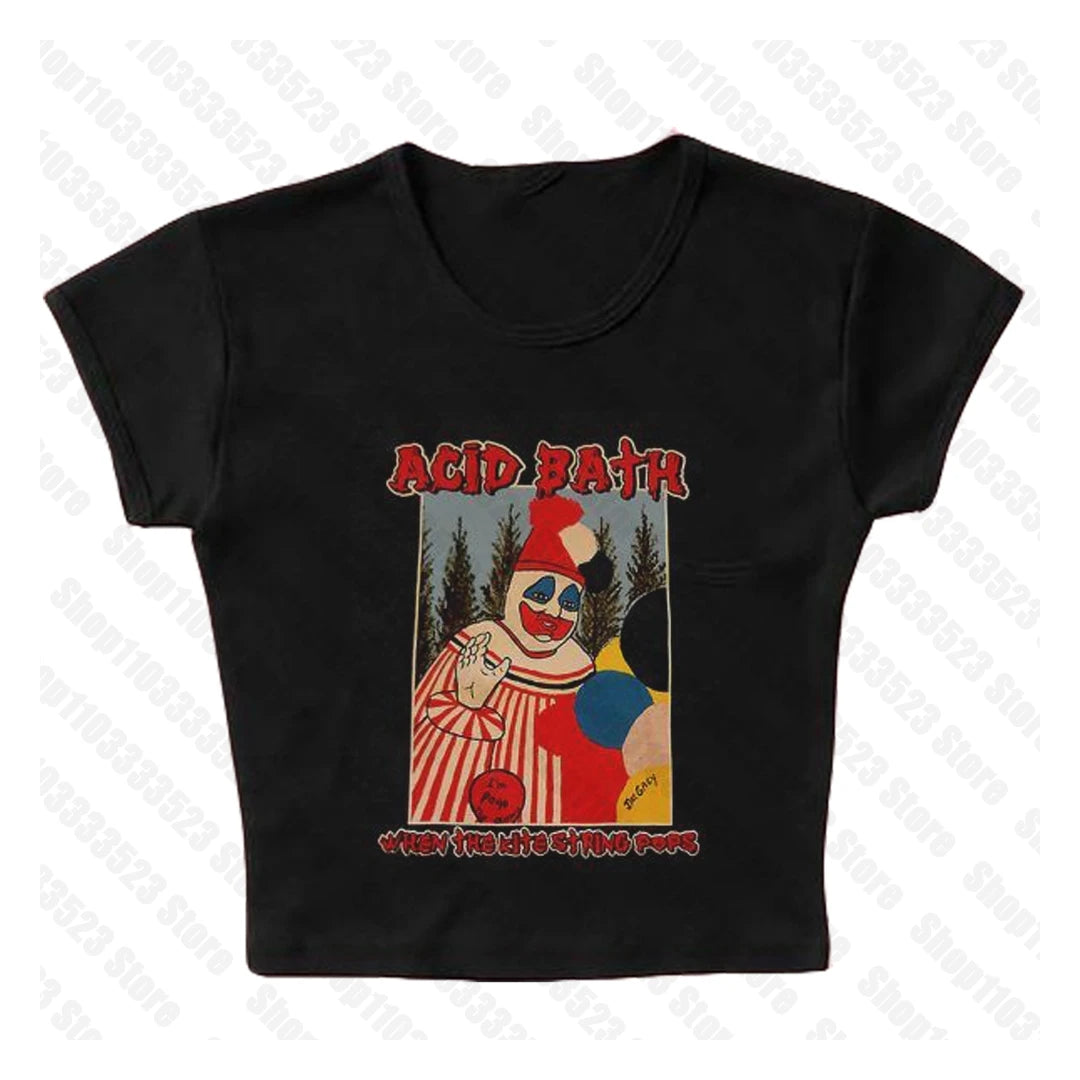 Goth Tank Top Aesthetic Streetwear Vintage Casual Short Sleeve T-Shirts Punk 2000S Y2K Style 