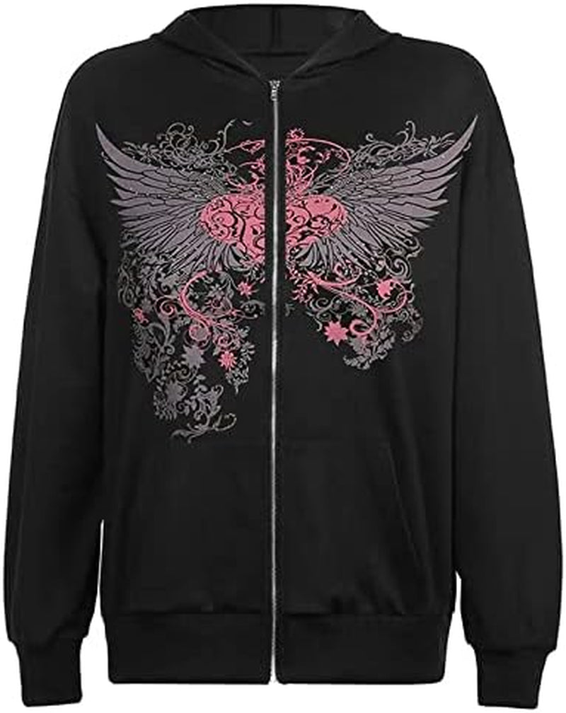 Y2K Vintage Zip up Hoodies Long Sleeve