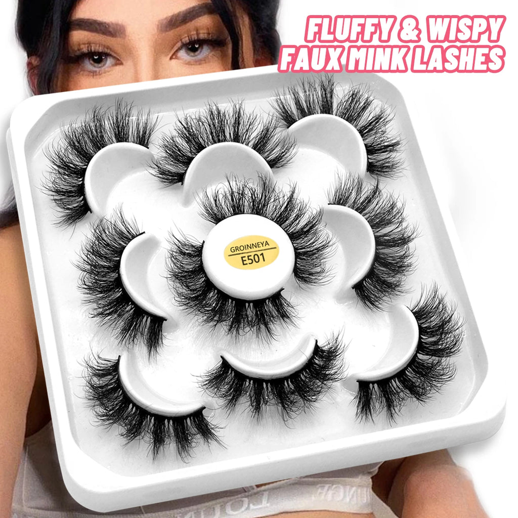 Lashes 2/5 Pairs Faux Mink Eyelashes False Eyelashes Fluffy