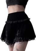 Gothic Skirt Embroidery Ruffle Elegant Vintage